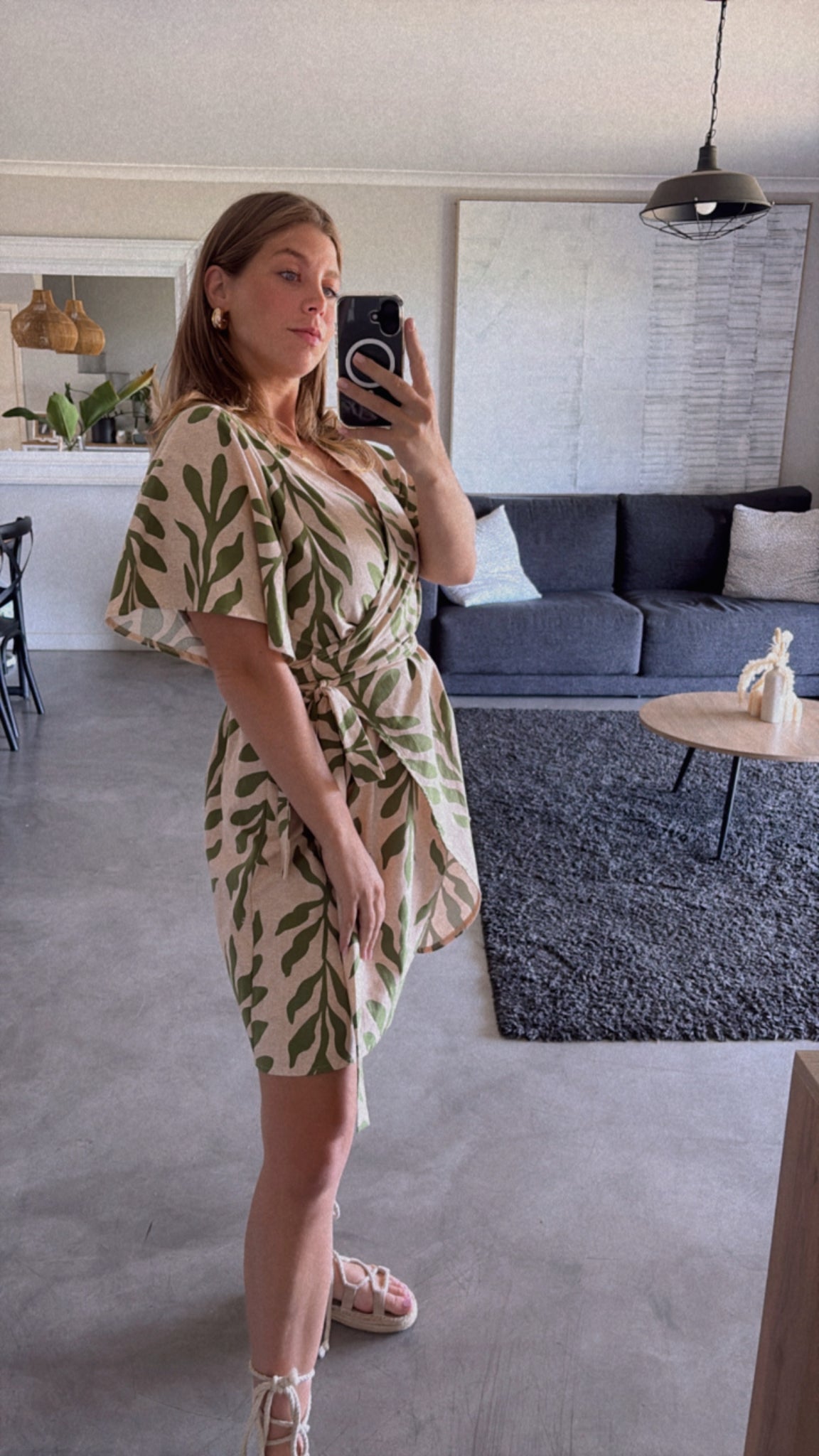 EARTHY SHORT WRAP DRESS