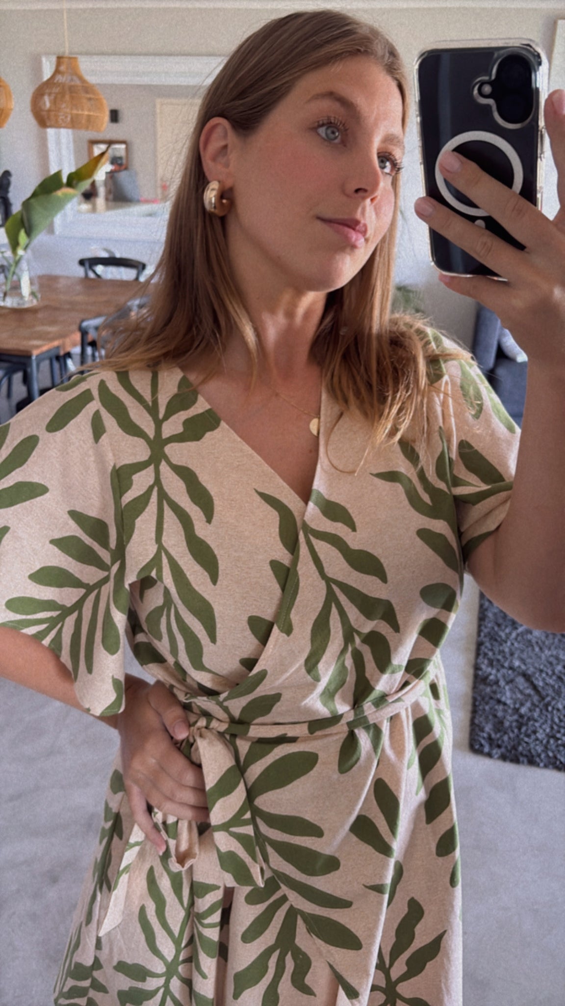EARTHY SHORT WRAP DRESS