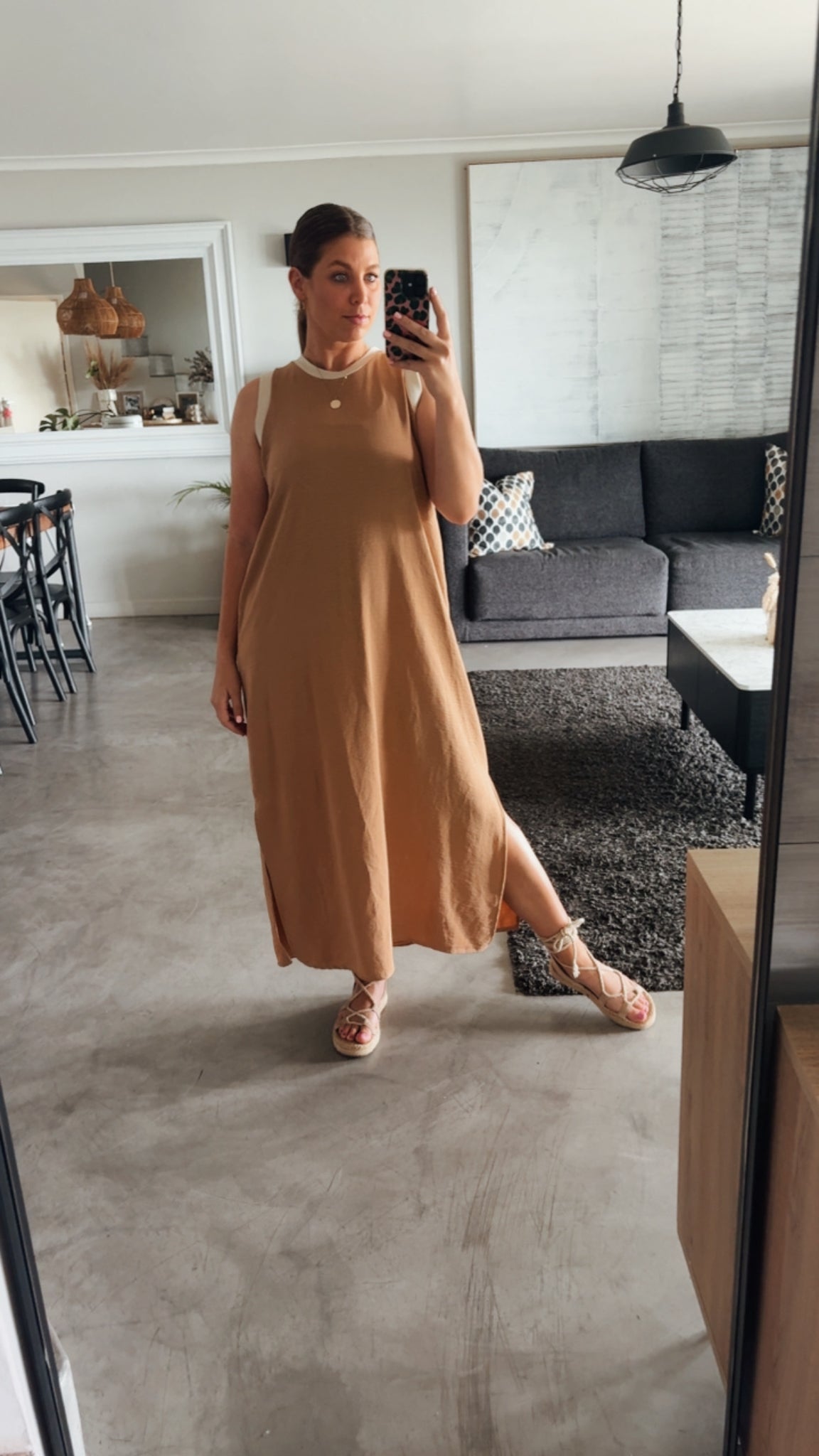 CAMEL COLOURBLOCK DRESS