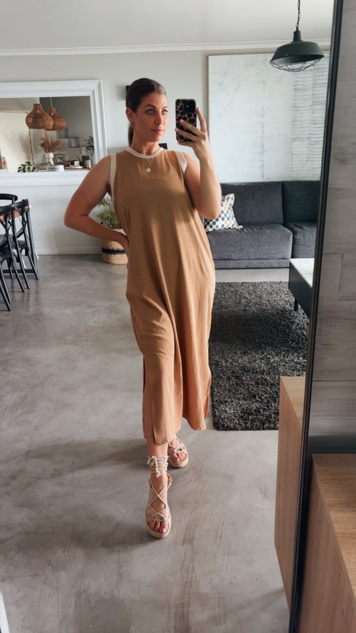 CAMEL COLOURBLOCK DRESS
