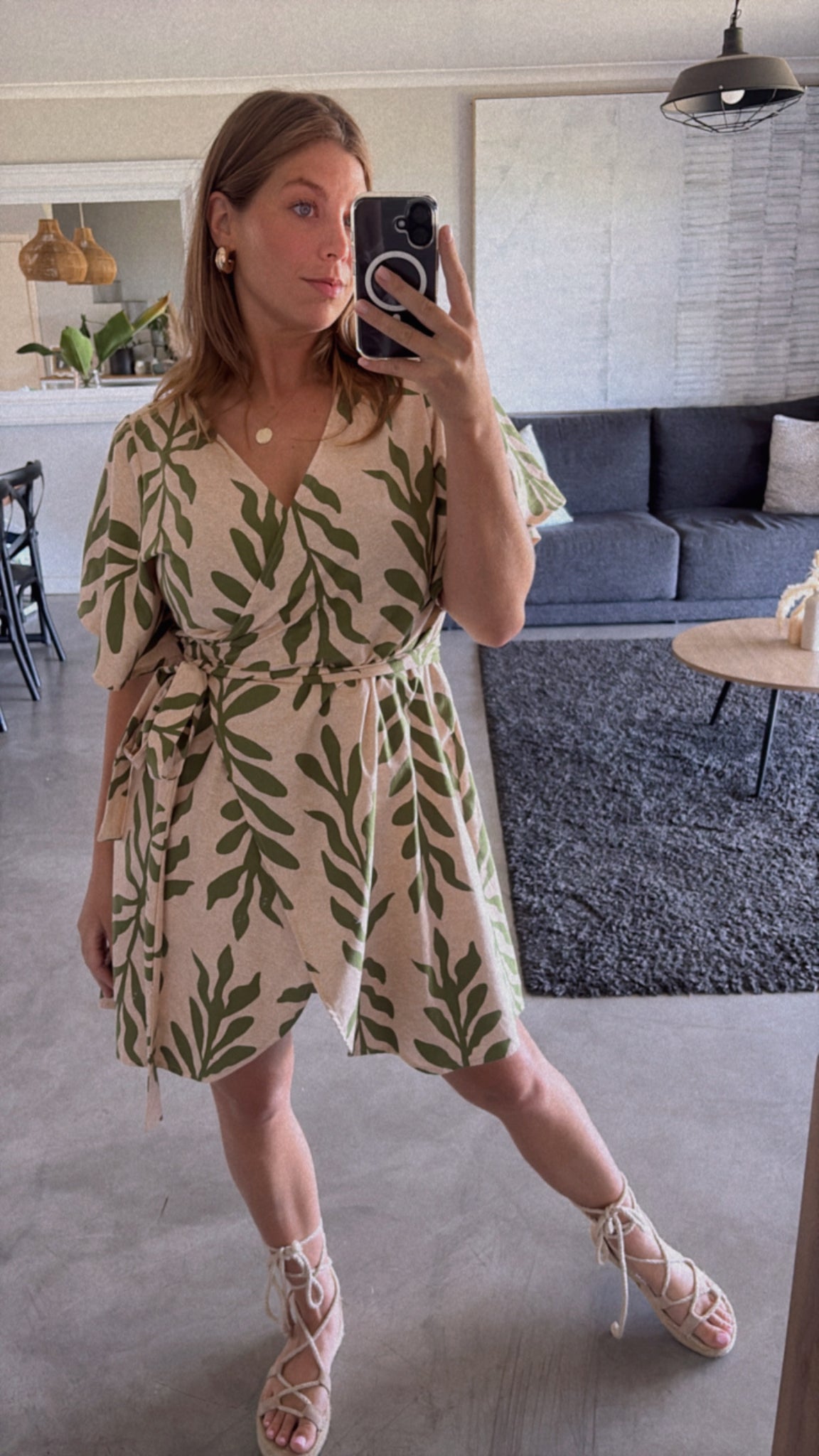 EARTHY SHORT WRAP DRESS