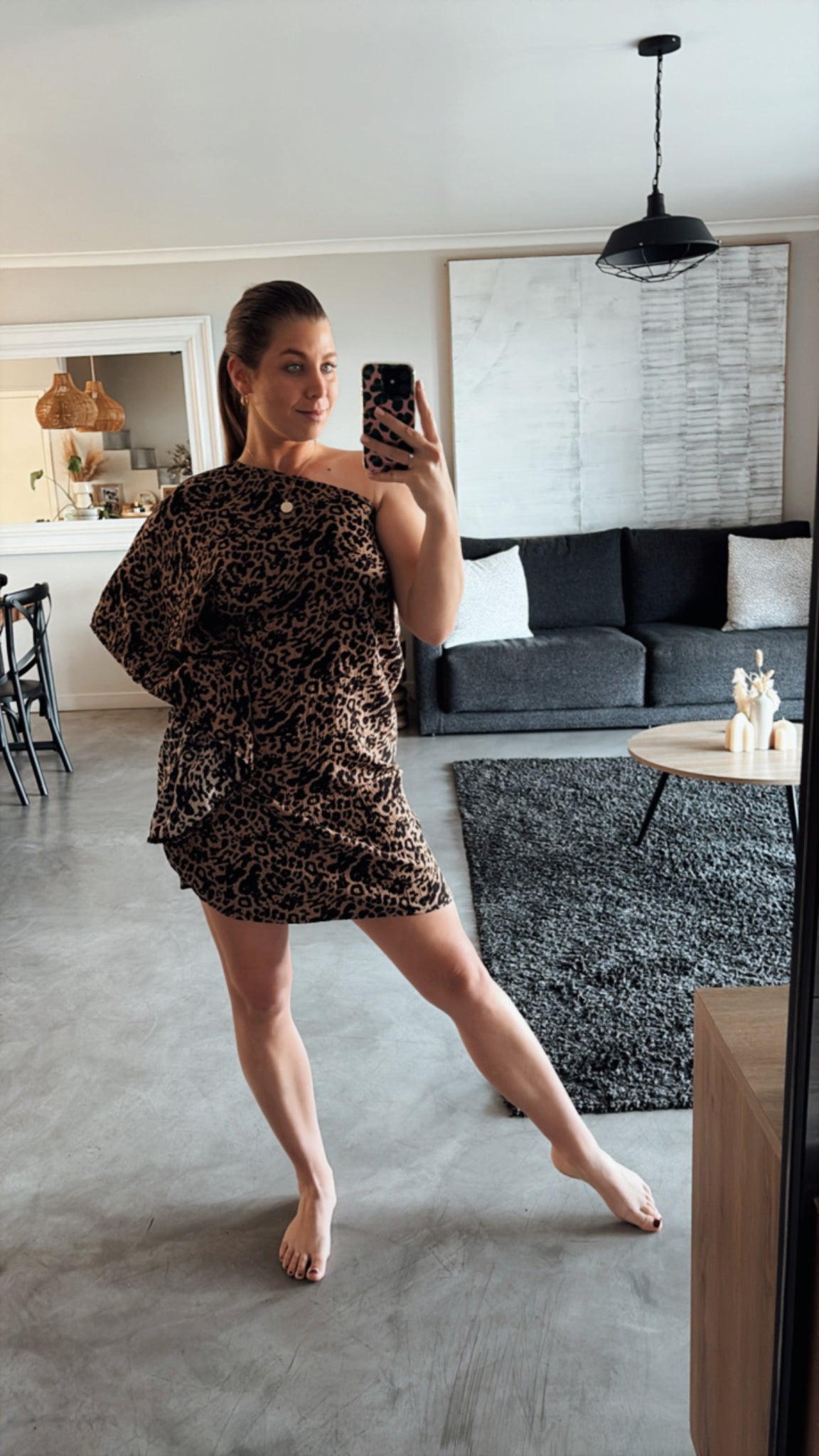 LEOPARD COLD SHOULDER DRESS