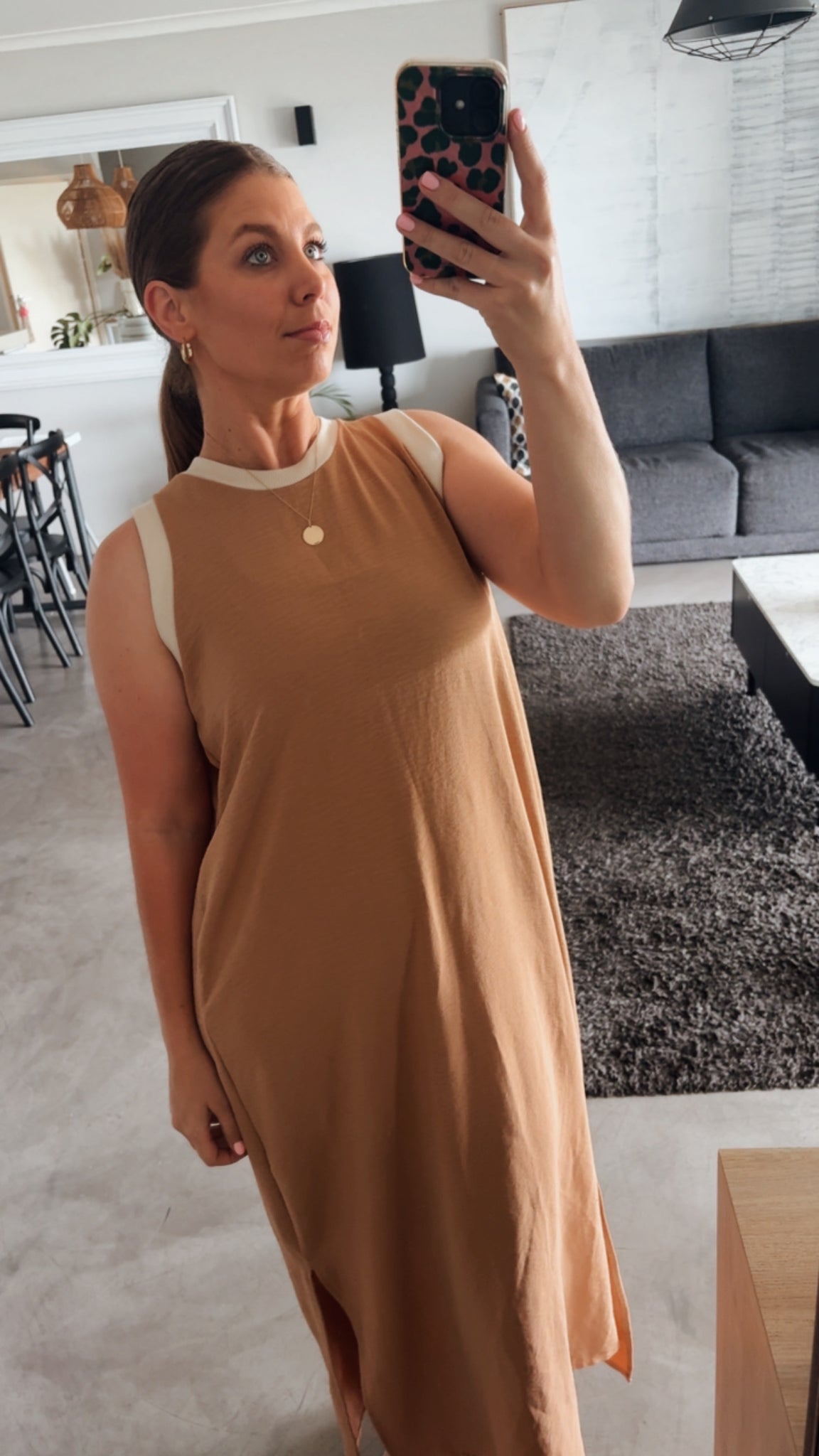 CAMEL COLOURBLOCK DRESS