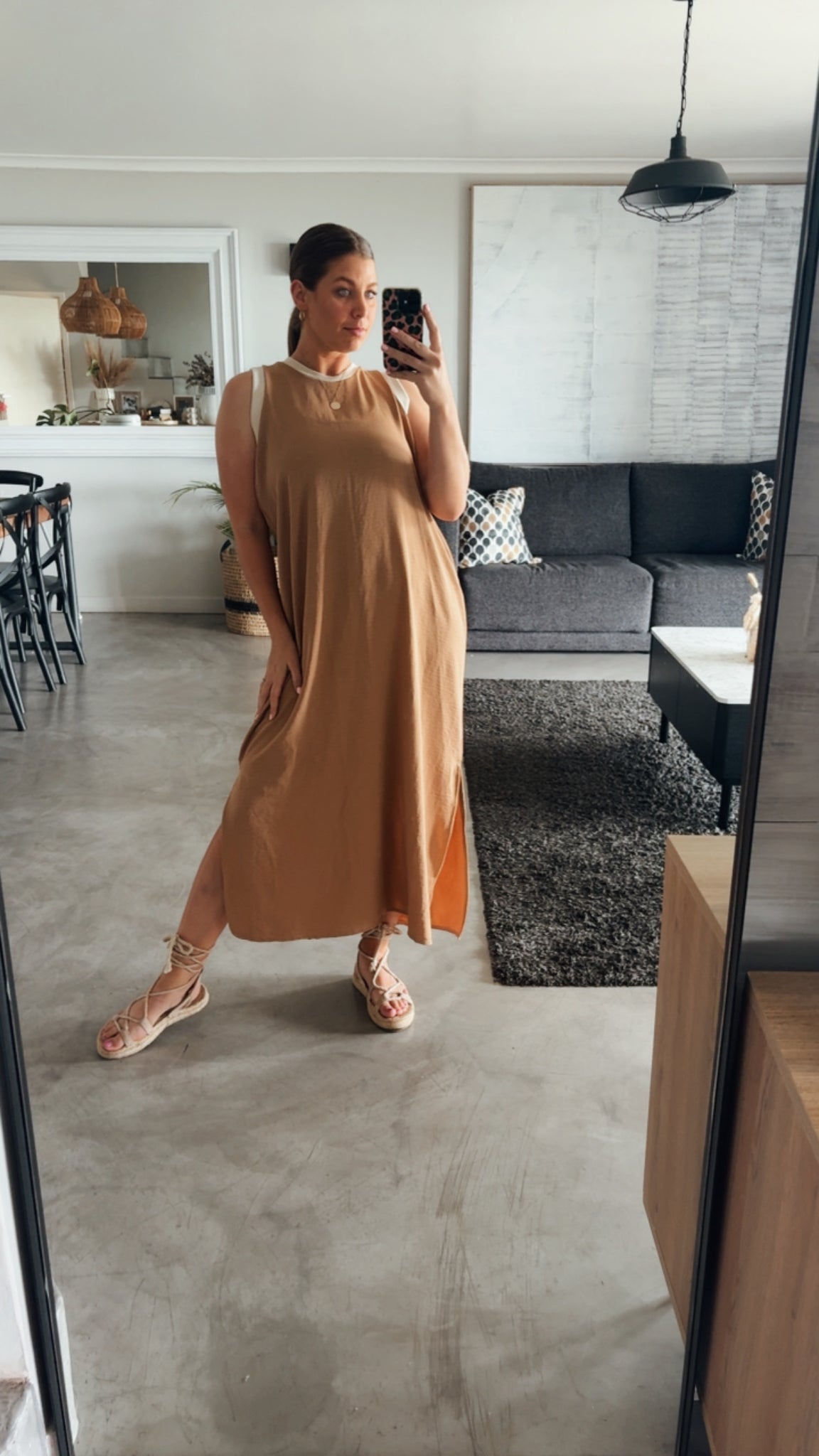 CAMEL COLOURBLOCK DRESS