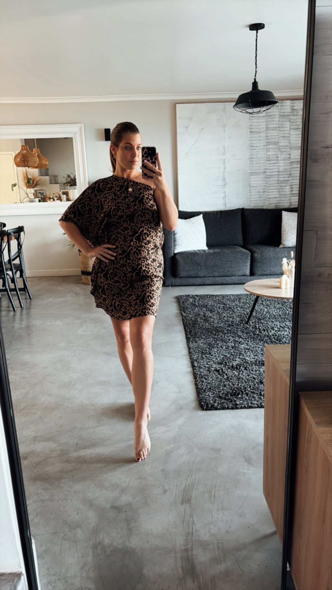 LEOPARD COLD SHOULDER DRESS