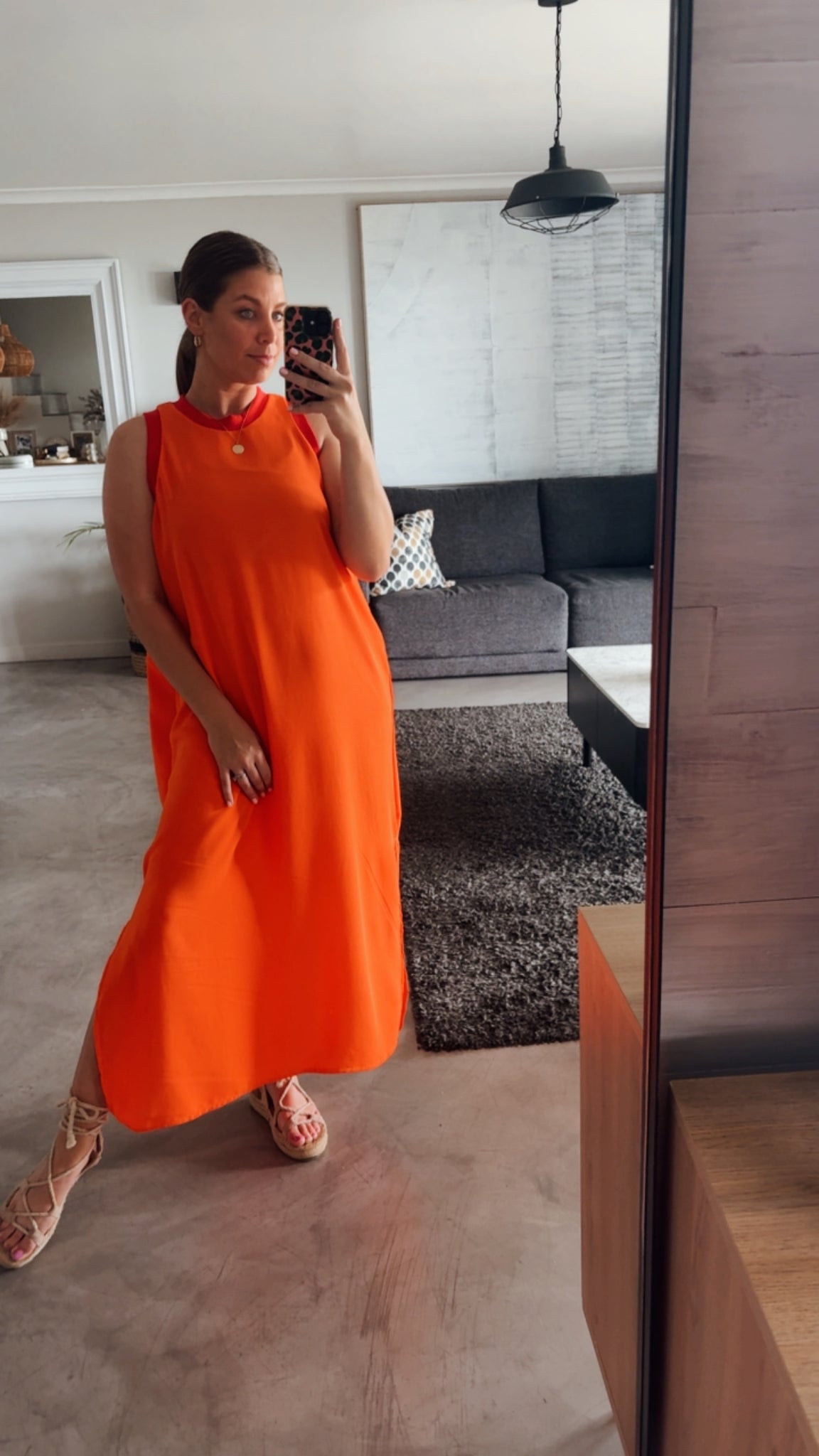 ORANGE/RED COLOURBLOCK DRESS
