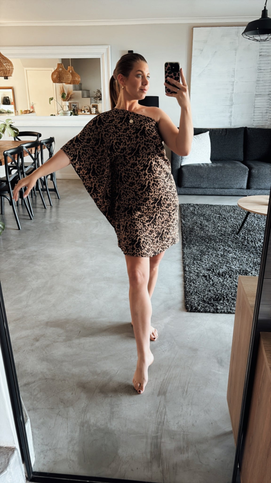LEOPARD COLD SHOULDER DRESS