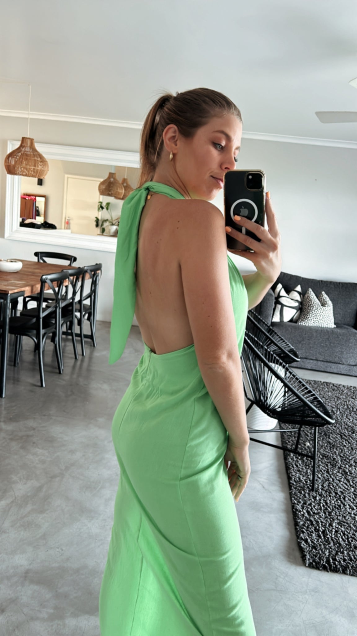 GREEN CROSS COLLAR DRESS