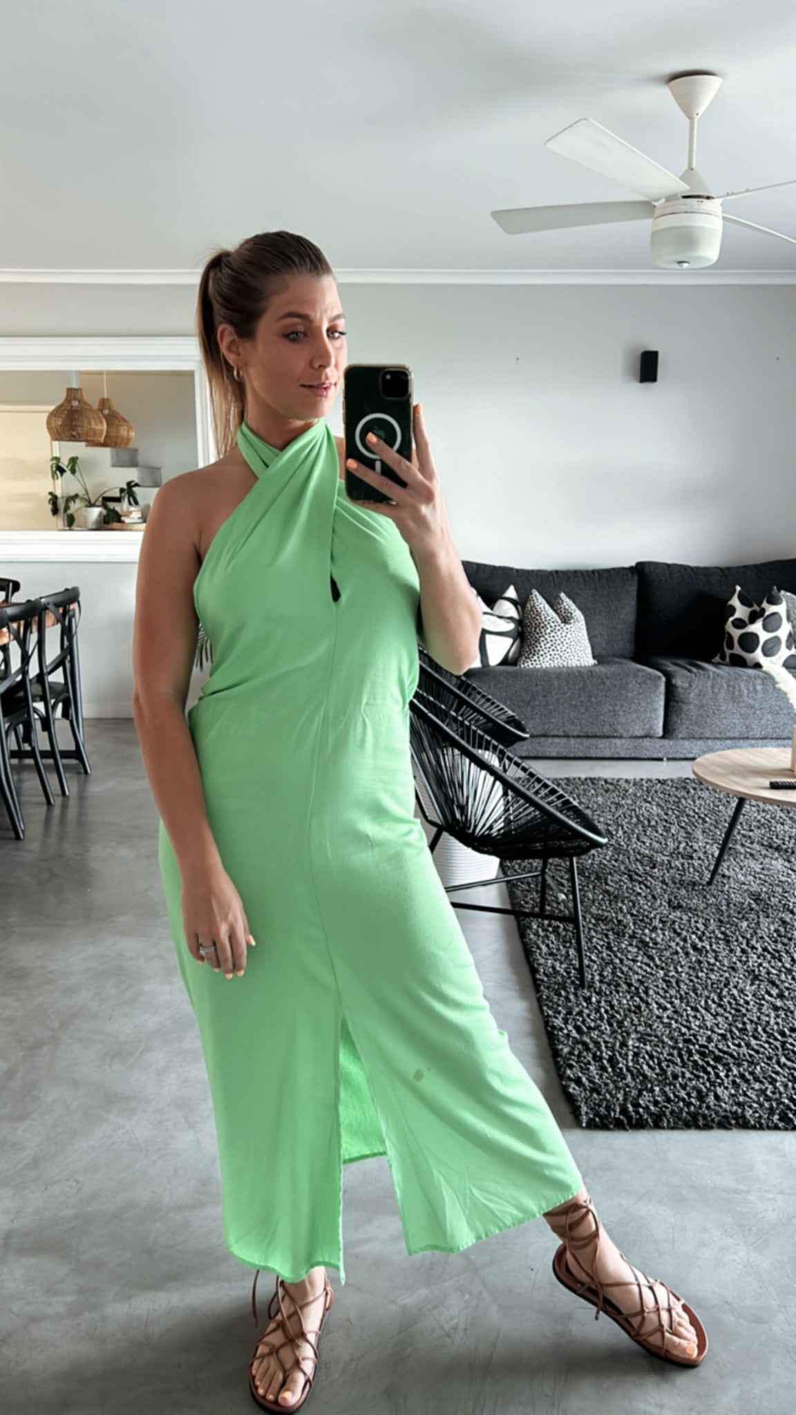 GREEN CROSS COLLAR DRESS