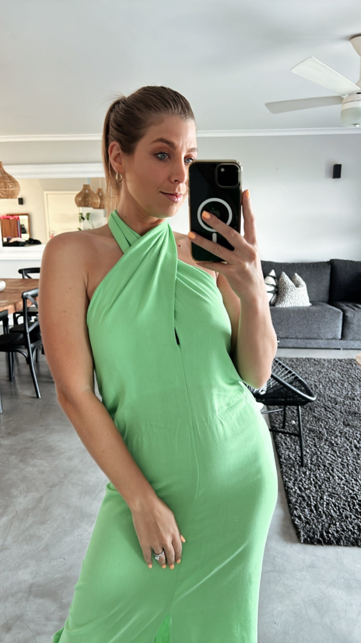 GREEN CROSS COLLAR DRESS