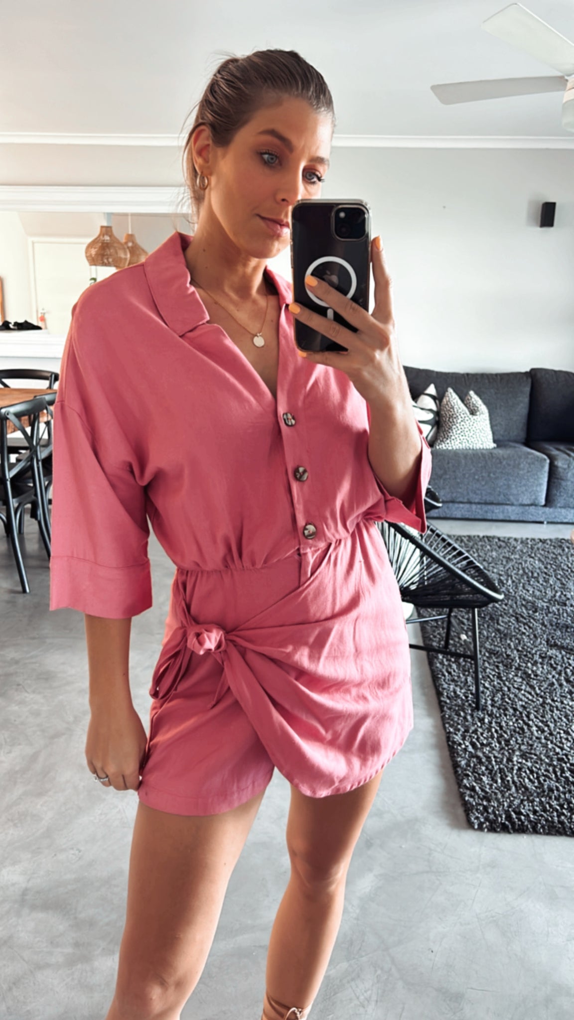 SALMON COLLARED SKORT PLAYSUIT