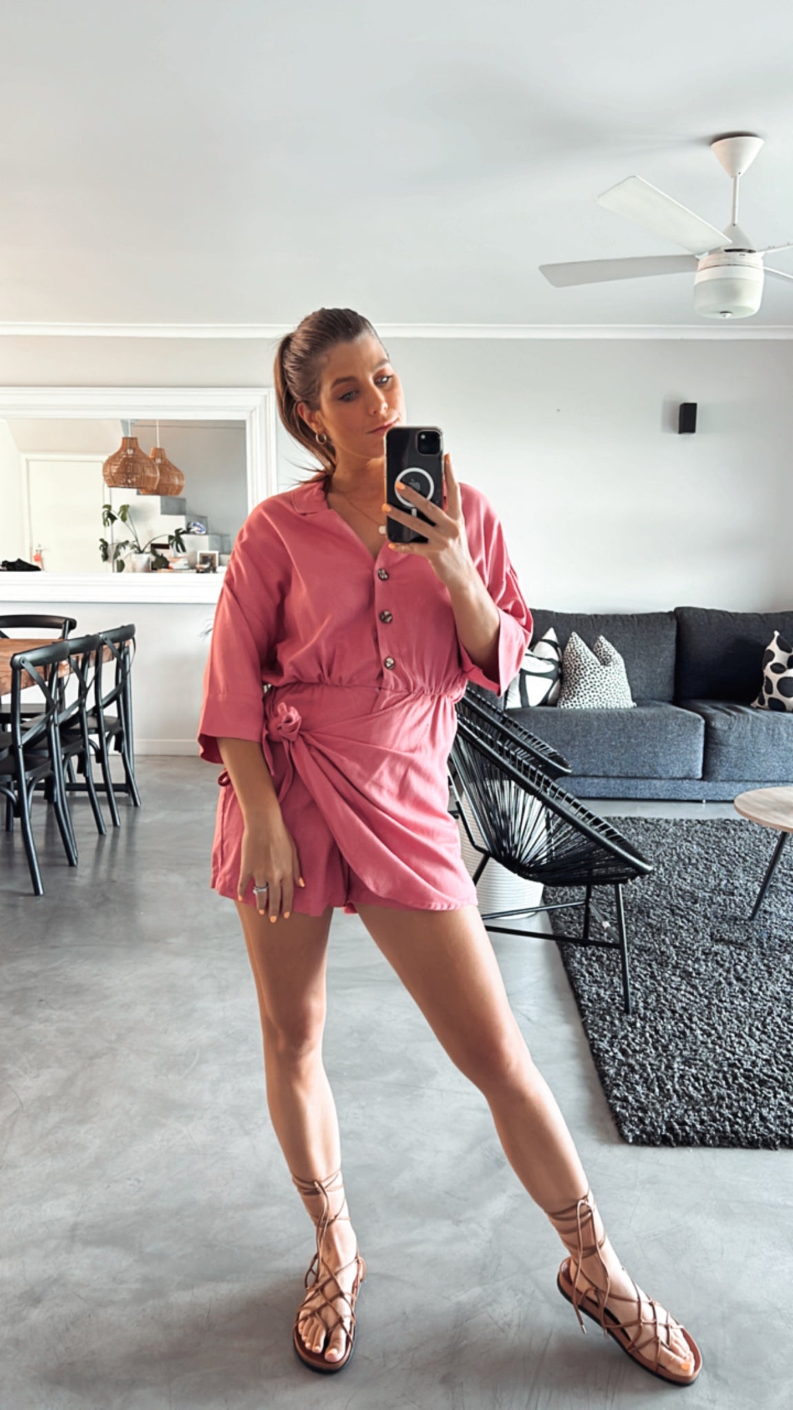 SALMON COLLARED SKORT PLAYSUIT