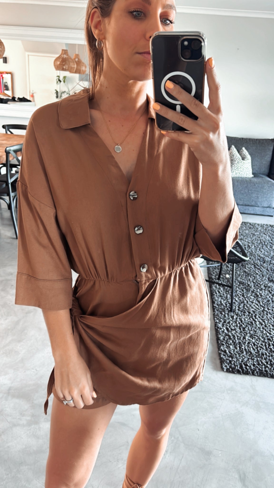 TAN COLLARED SKORT PLAYSUIT