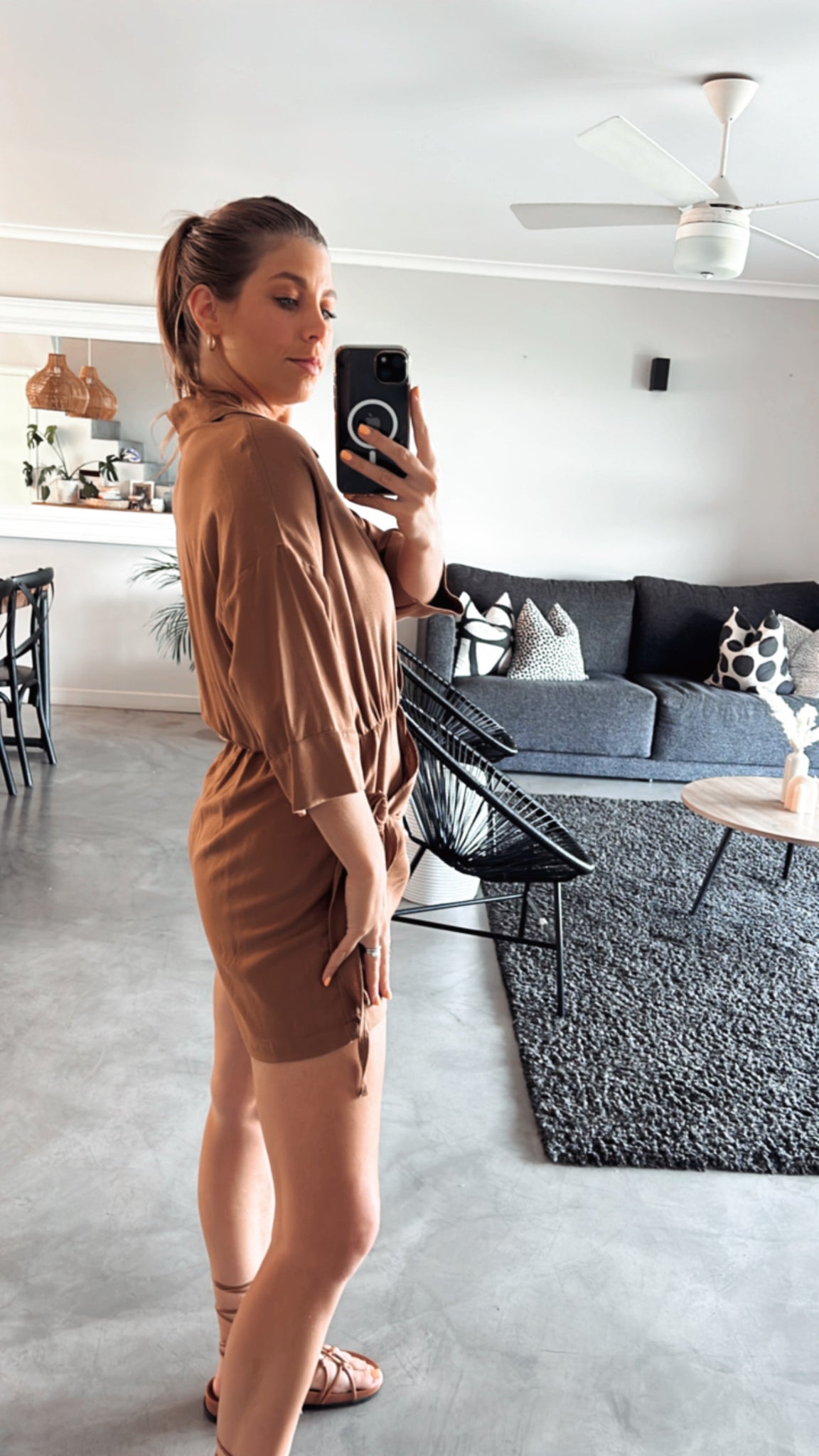 TAN COLLARED SKORT PLAYSUIT