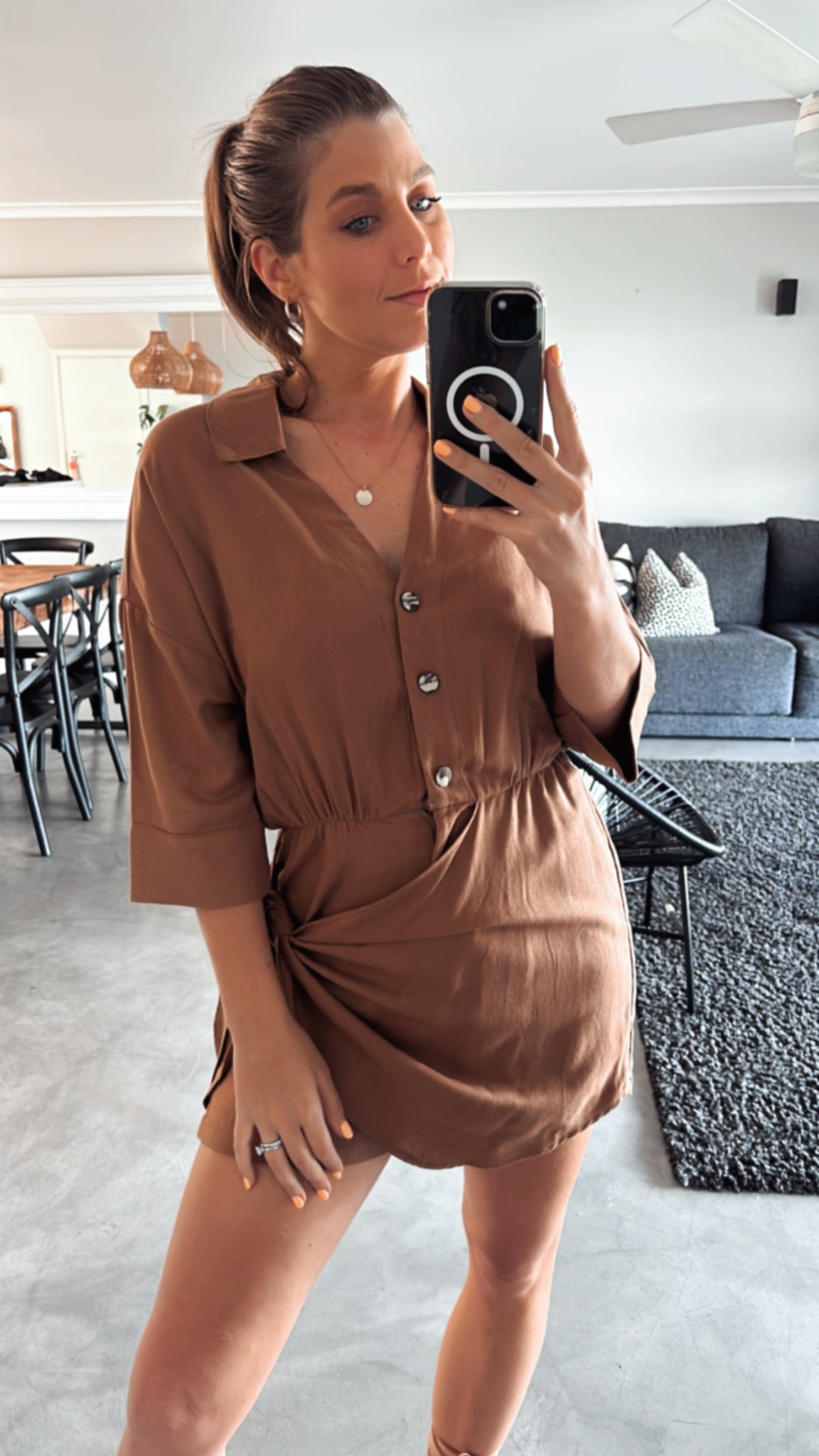 TAN COLLARED SKORT PLAYSUIT