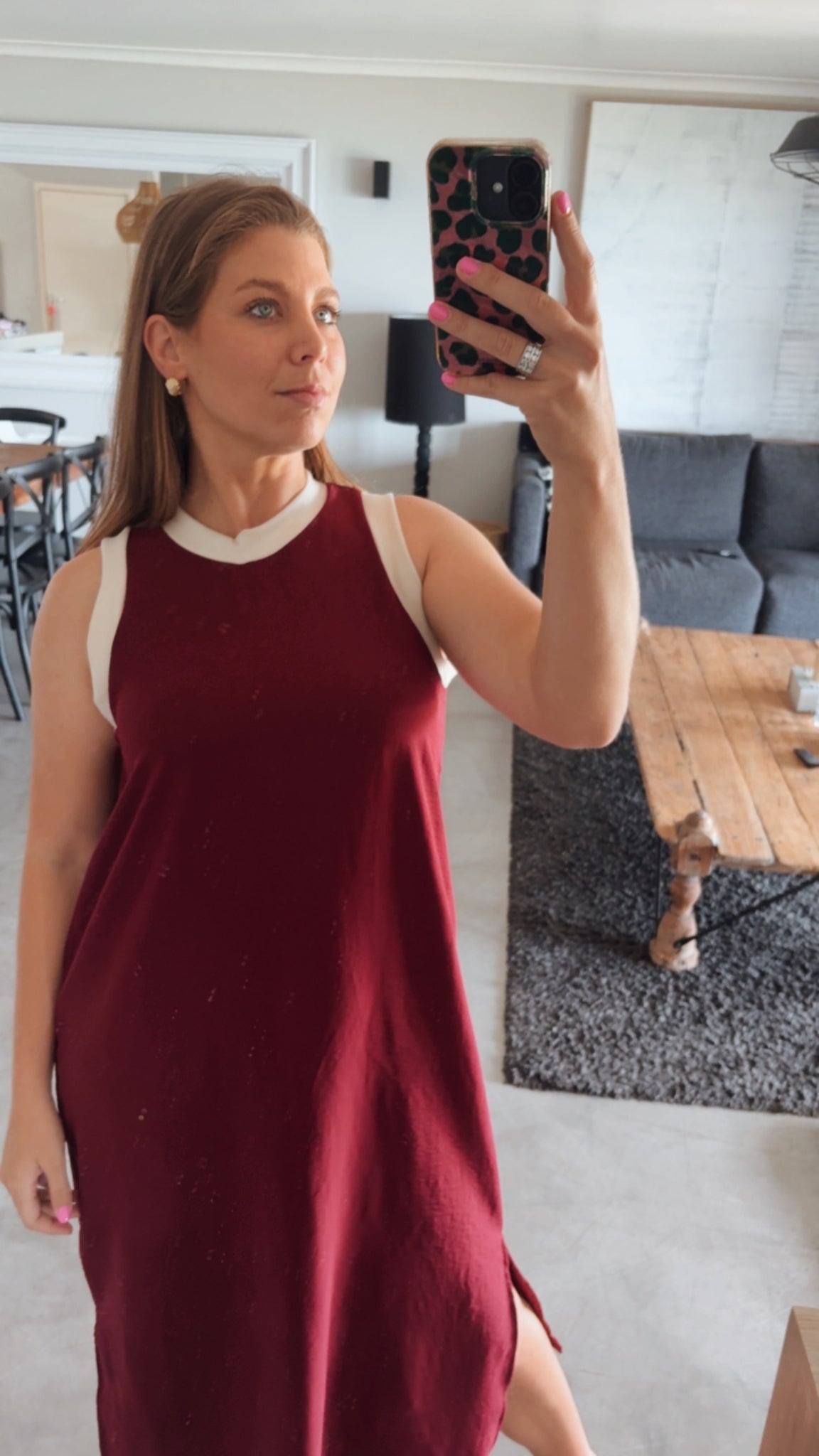 MAROON COLOURBLOCK DRESS