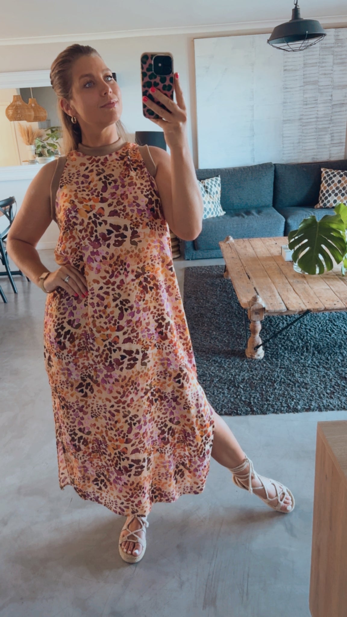 LEOPARD ROSE COLOURBLOCK DRESS