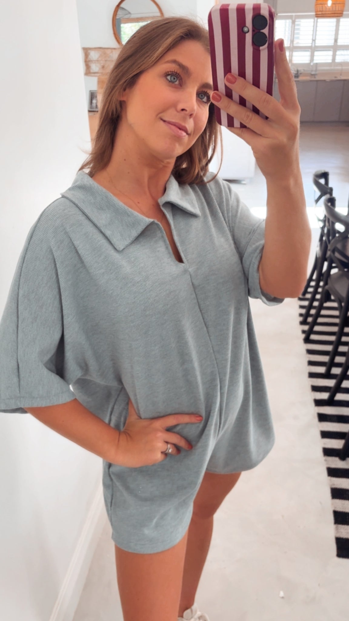 GREY WAFFLE PLAYSUIT