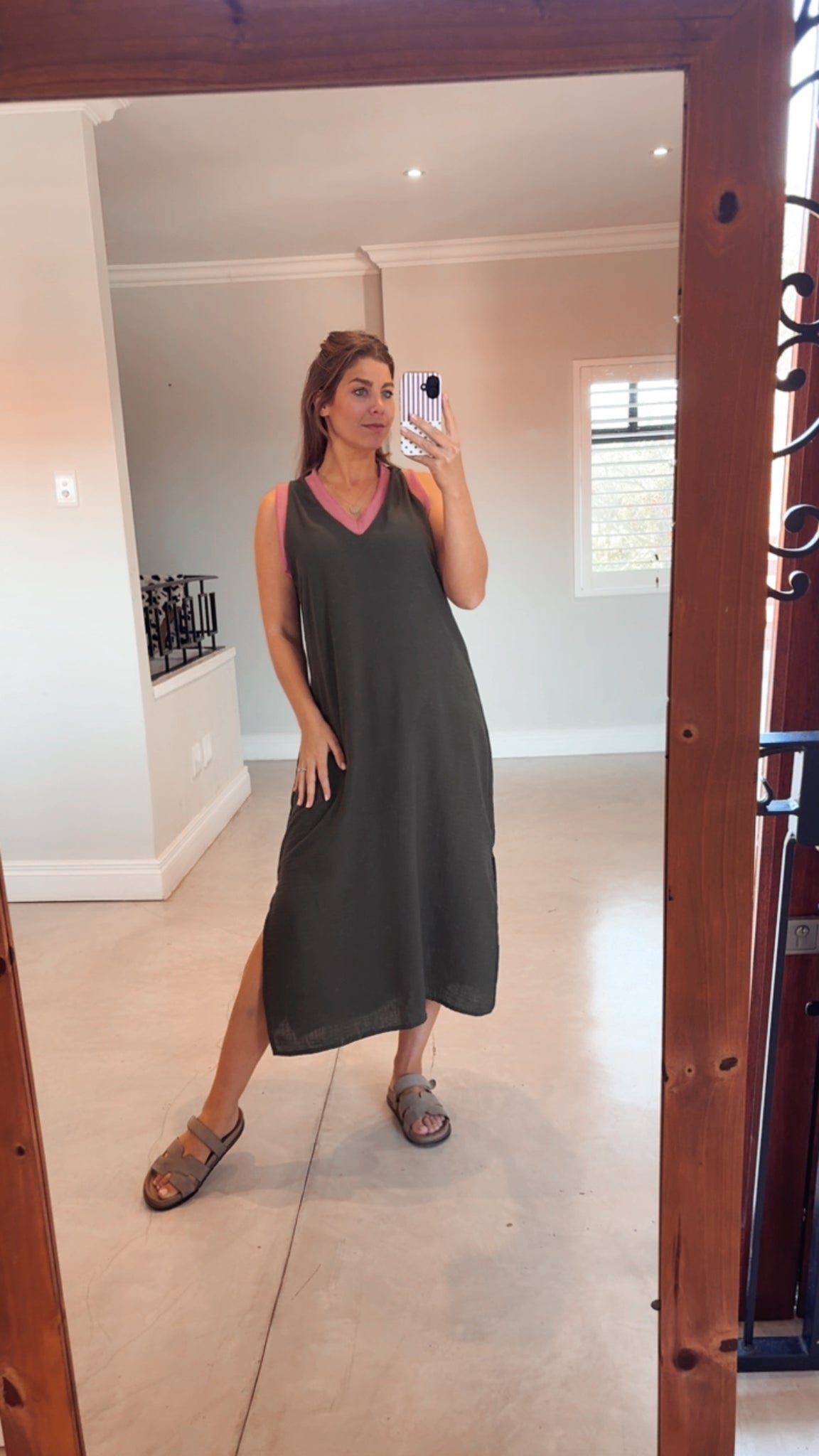 OLIVE LINEN DRESS