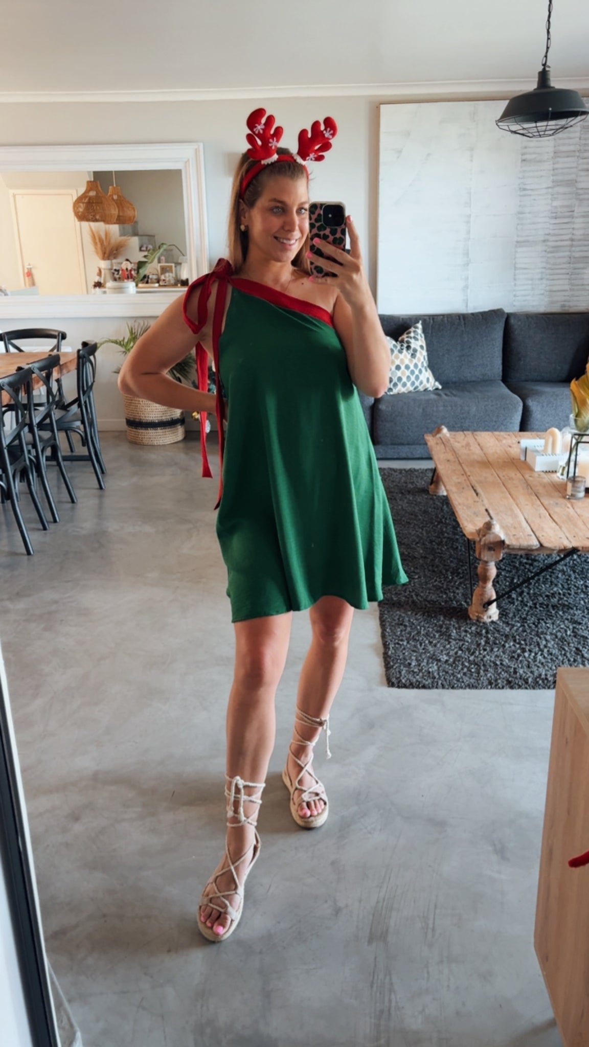 CHRISTMAS COLOURBLOCK DRESS- GREEN
