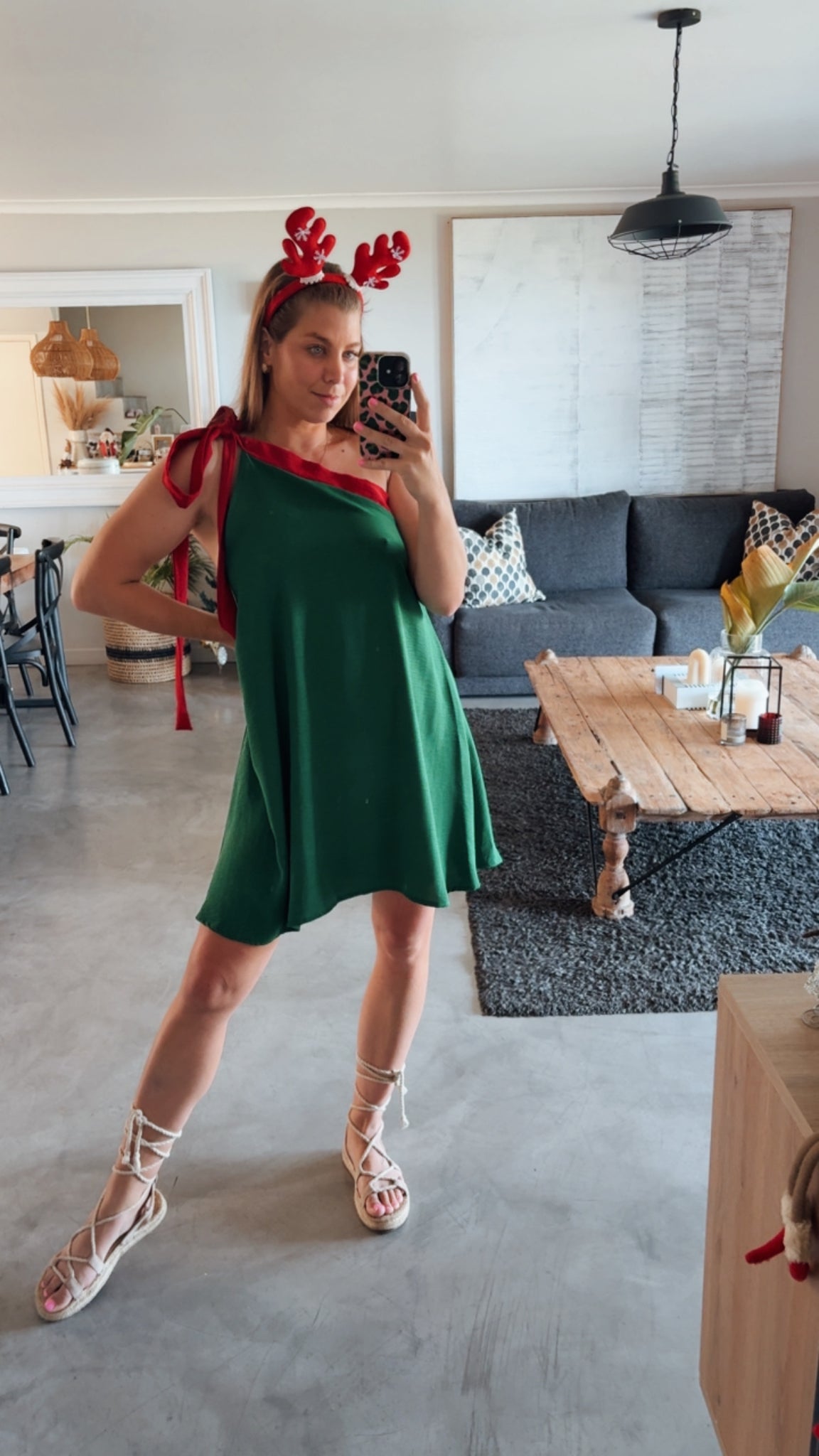 CHRISTMAS COLOURBLOCK DRESS- GREEN