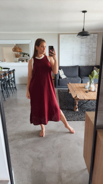 MAROON COLOURBLOCK DRESS
