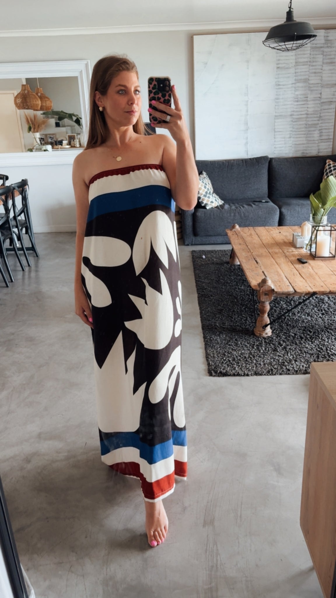 STRAPLESS LINEN DRESS DESERT