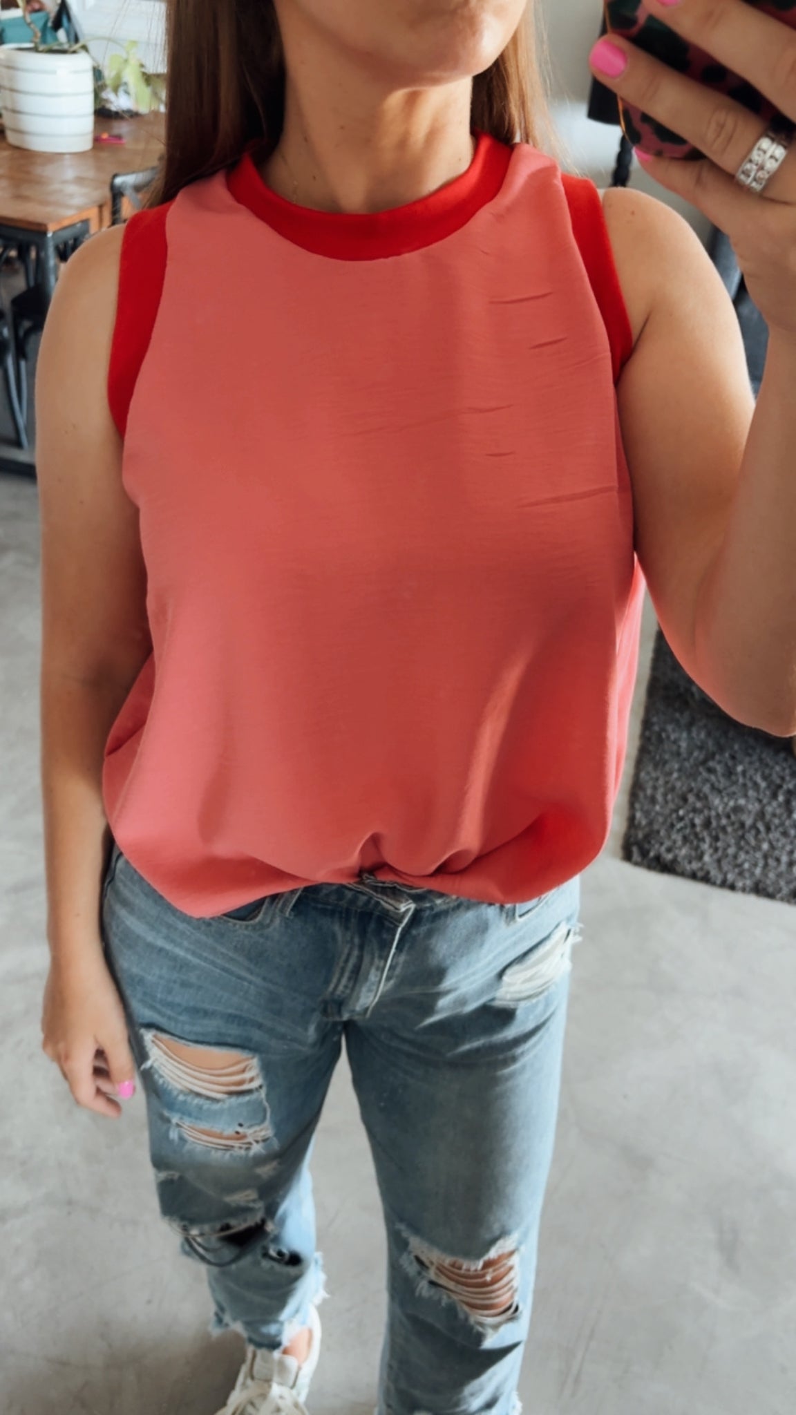 SALMON COLOUR BLOCK TOP