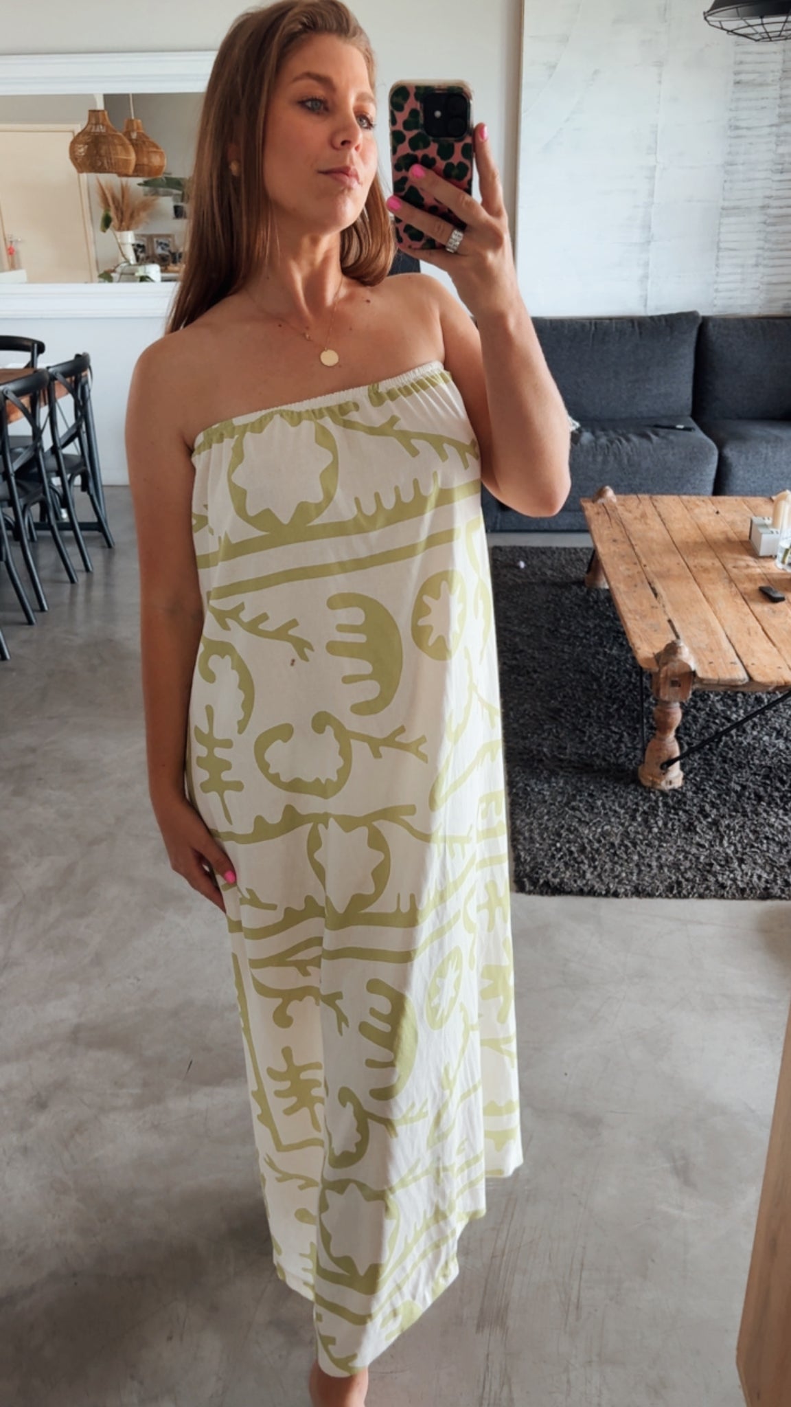 STRAPLESS LINEN DRESS - LIME