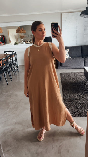 CAMEL COLOURBLOCK DRESS