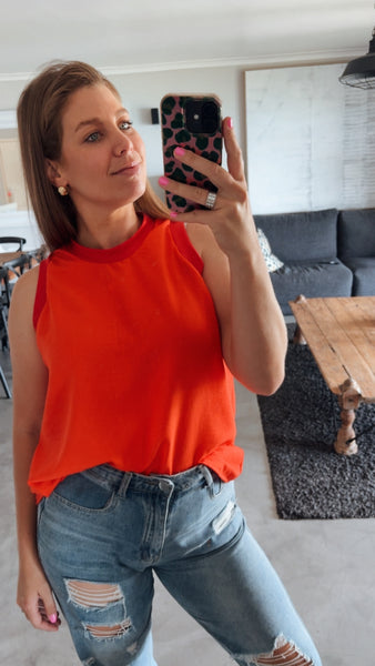 ORANGE COLOUR BLOCK TOP