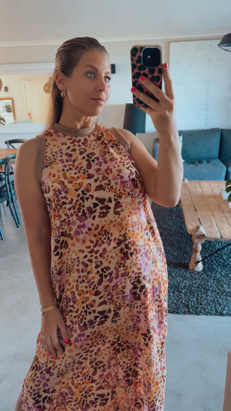 LEOPARD ROSE COLOURBLOCK DRESS