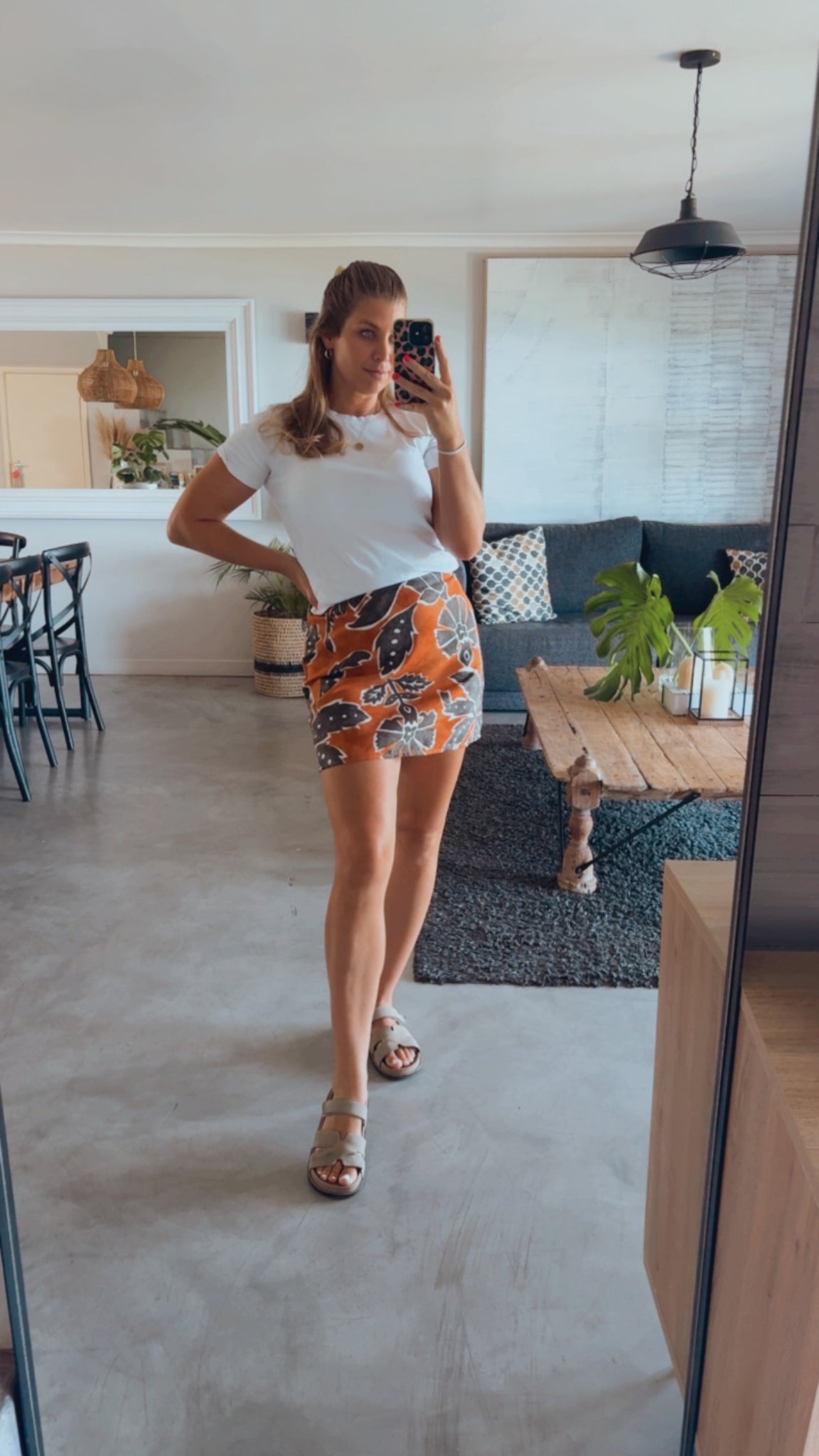 PRINTED LINEN MINI SKIRT