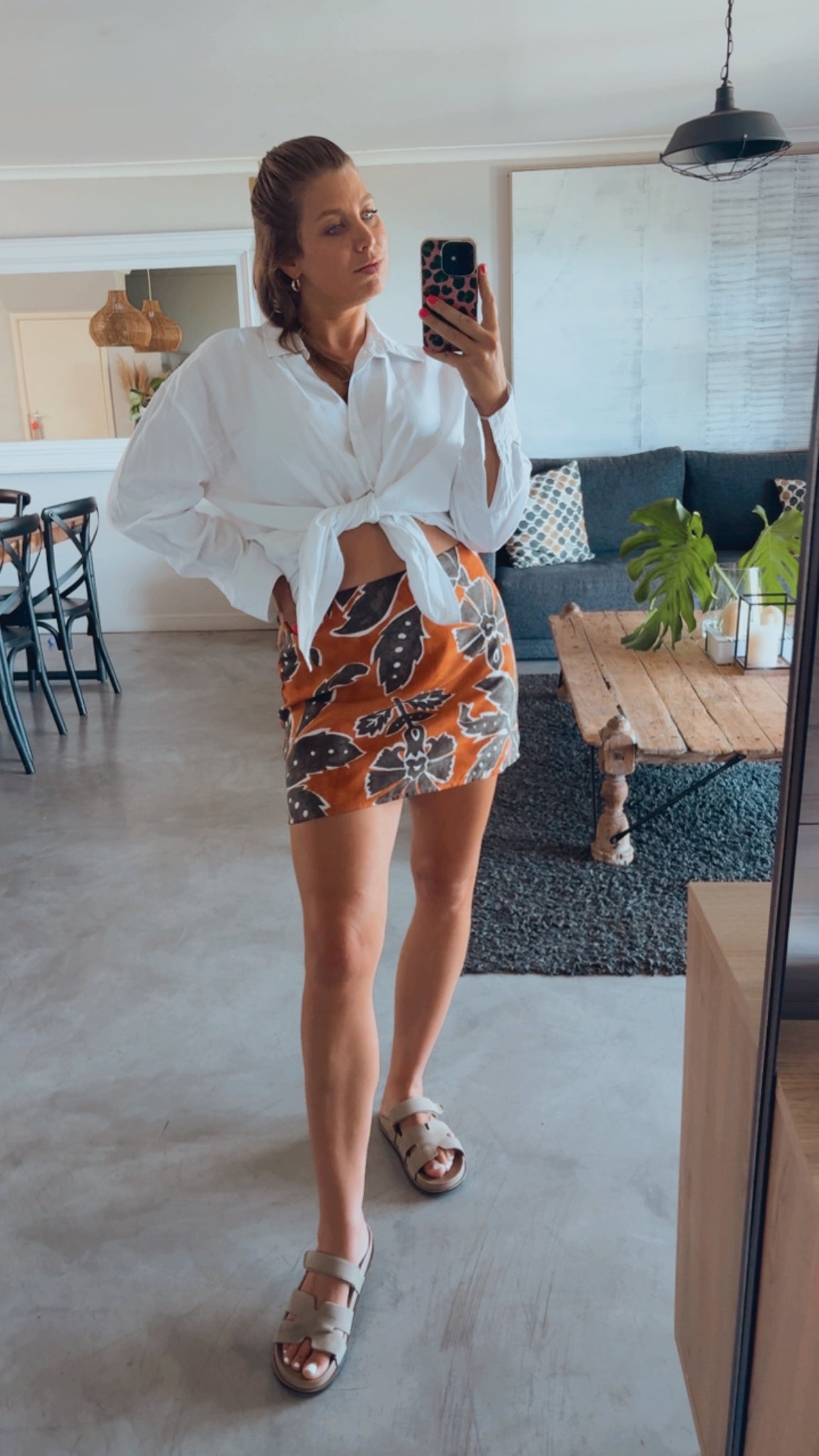 PRINTED LINEN MINI SKIRT