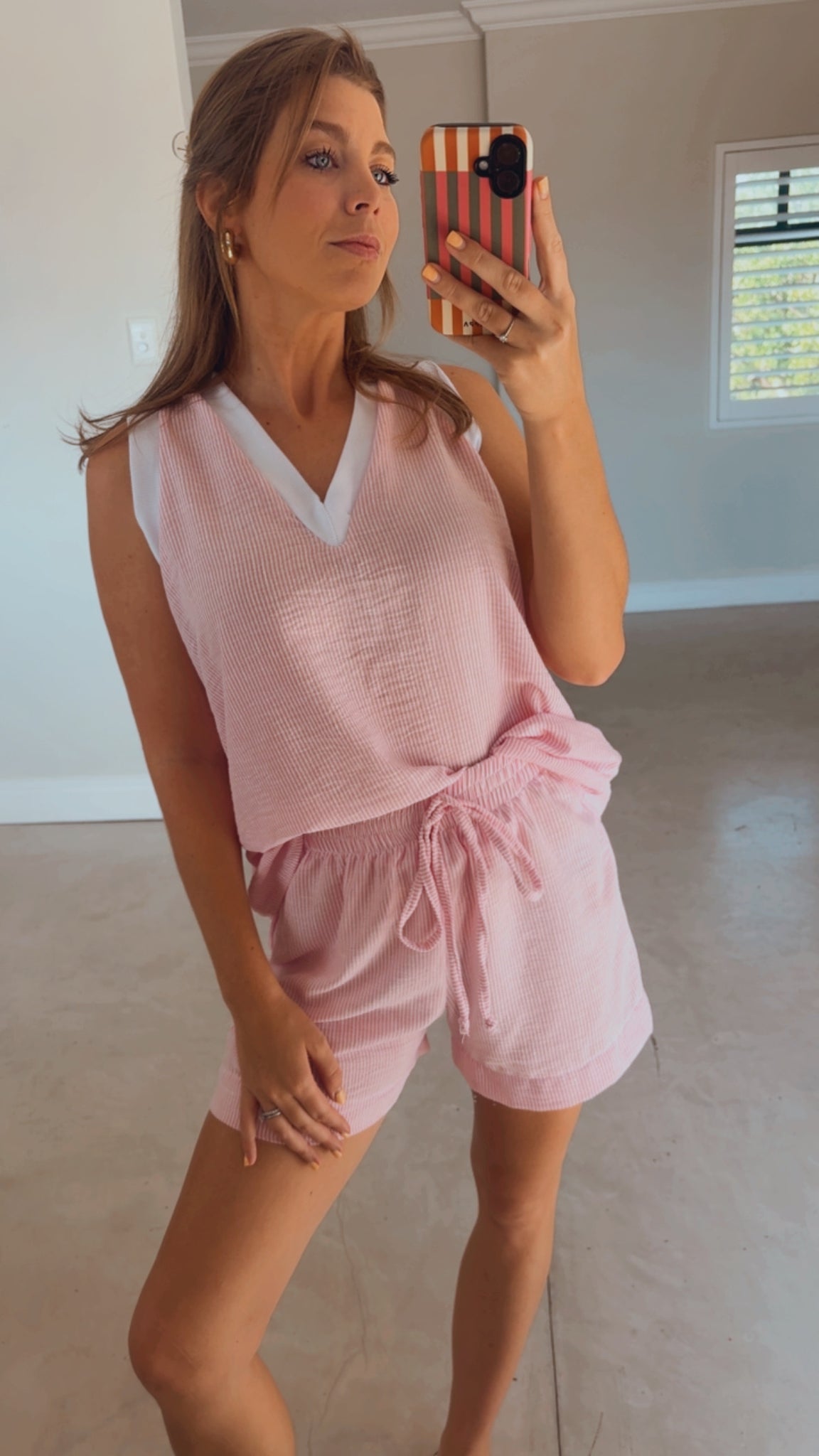 PINK STRIPE COTTON SET
