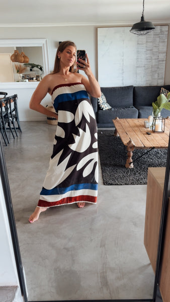 STRAPLESS LINEN DRESS DESERT