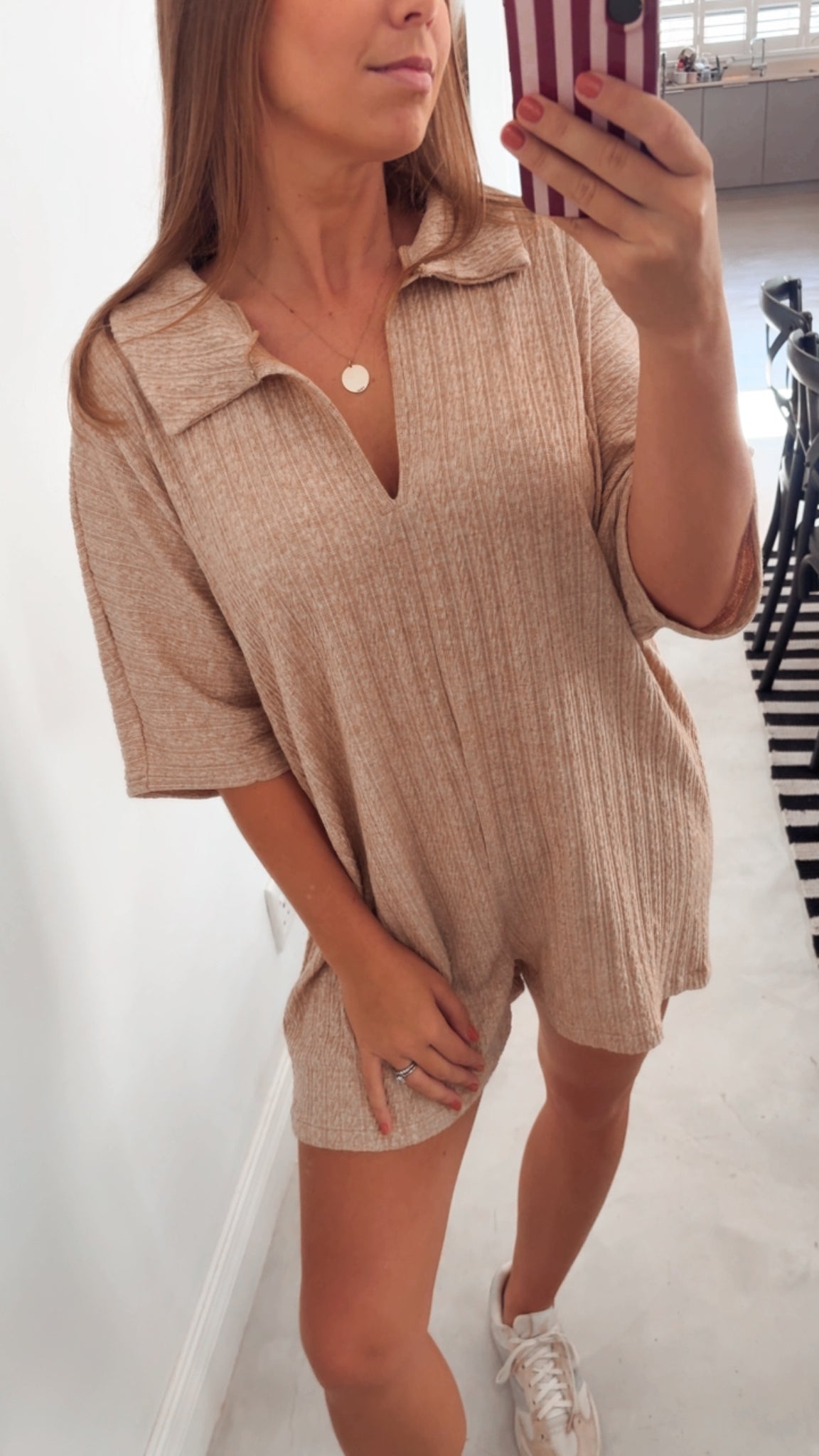 BEIGE CABLE PLAYSUIT