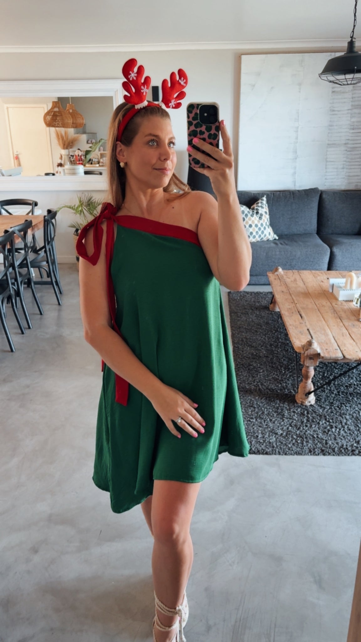 CHRISTMAS COLOURBLOCK DRESS- GREEN