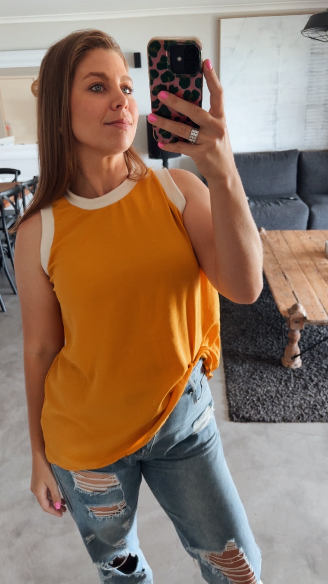 MUSTARD COLOUR BLOCK TOP