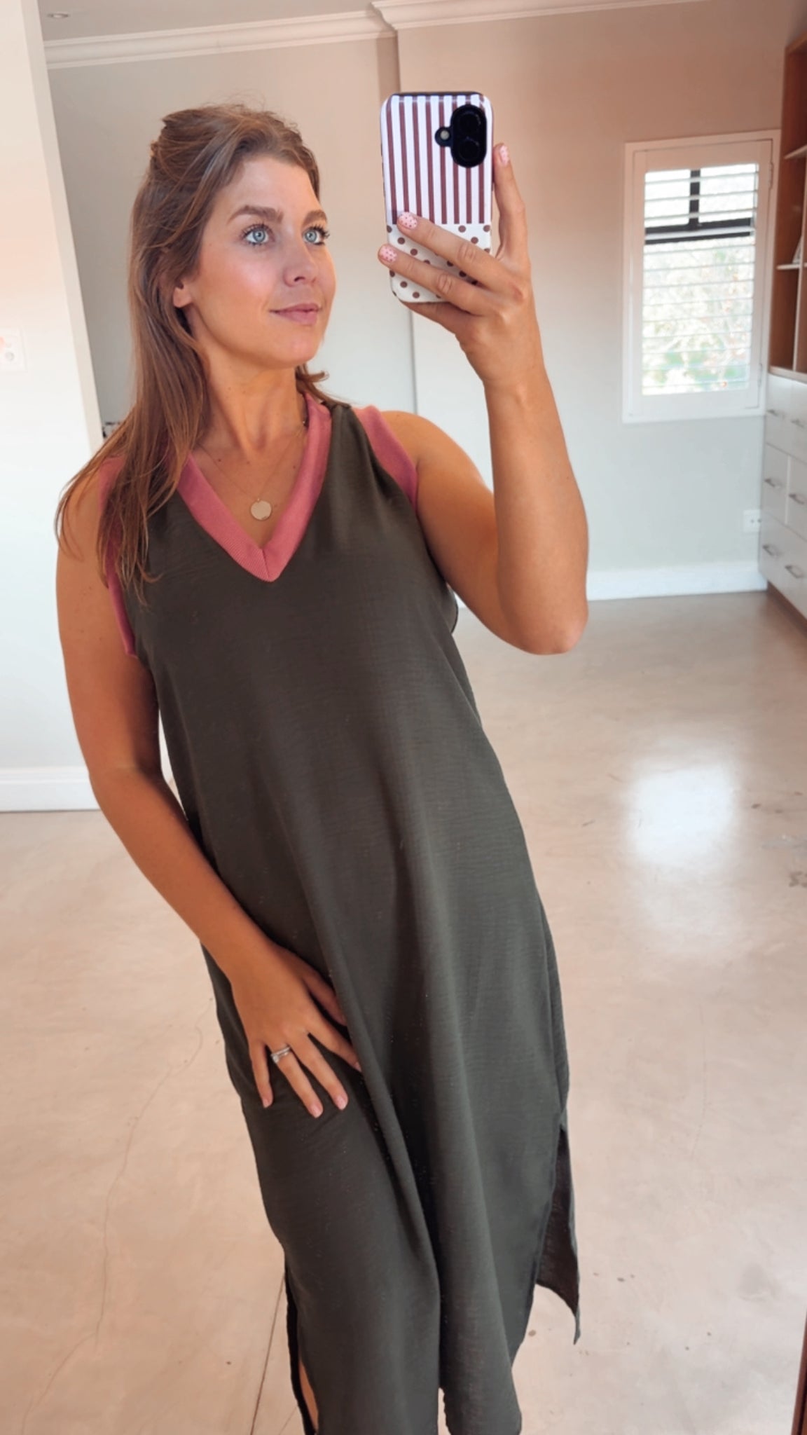 OLIVE LINEN DRESS