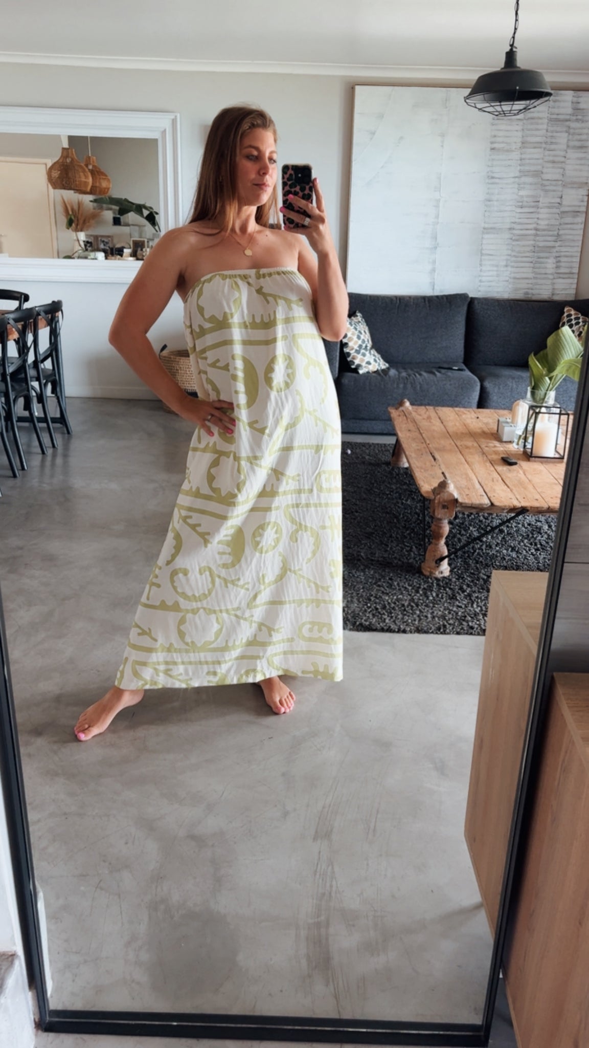 STRAPLESS LINEN DRESS - LIME