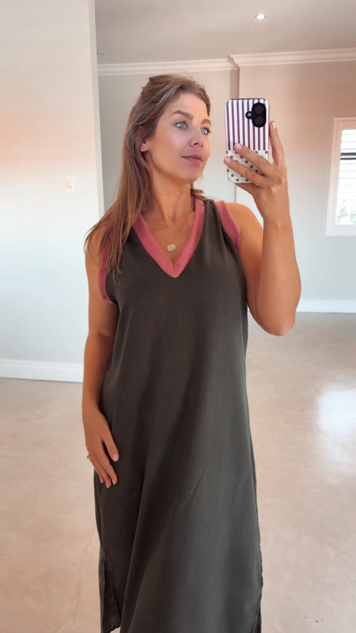 OLIVE LINEN DRESS