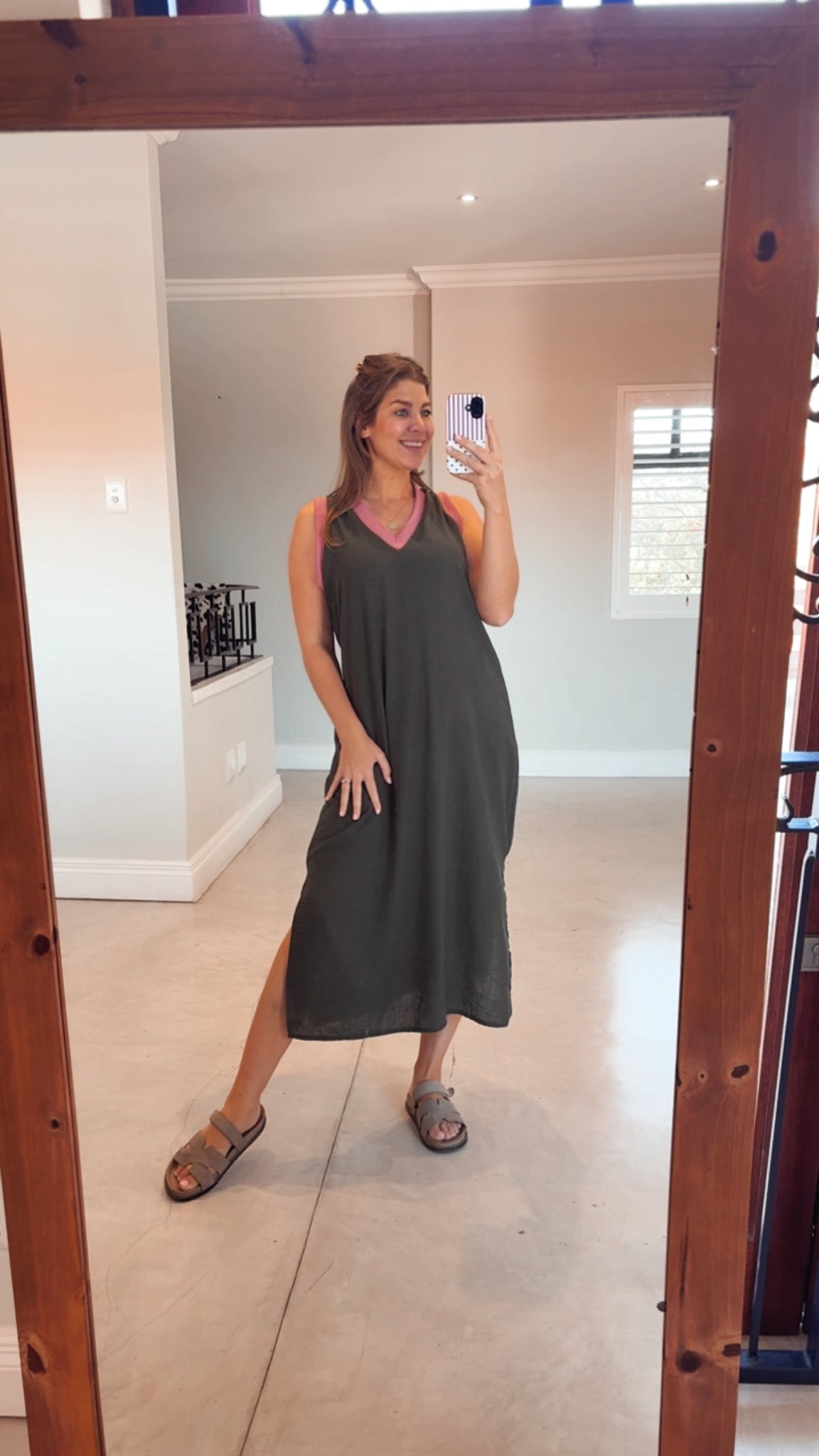 OLIVE LINEN DRESS