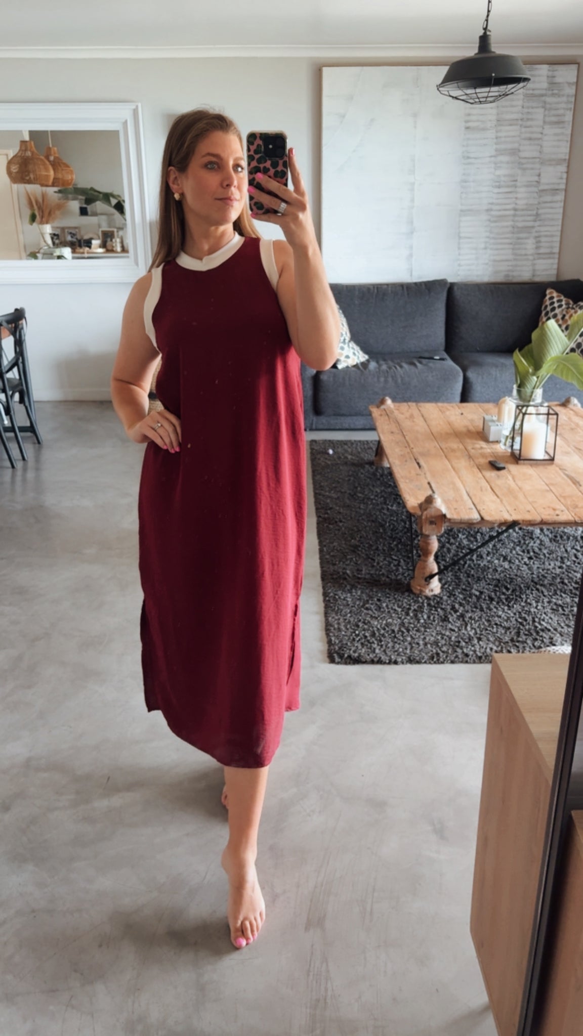 MAROON COLOURBLOCK DRESS