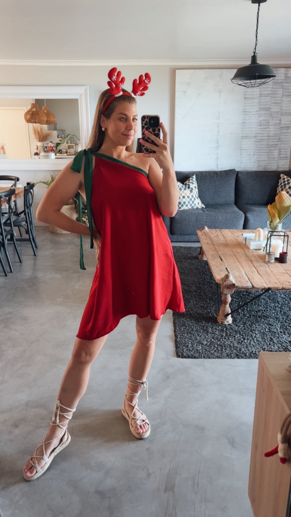 CHRISTMAS COLOURBLOCK DRESS- RED