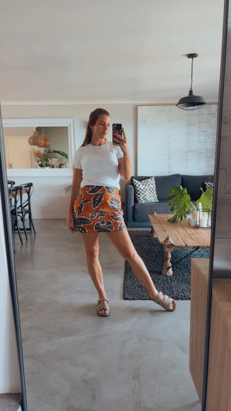 PRINTED LINEN MINI SKIRT