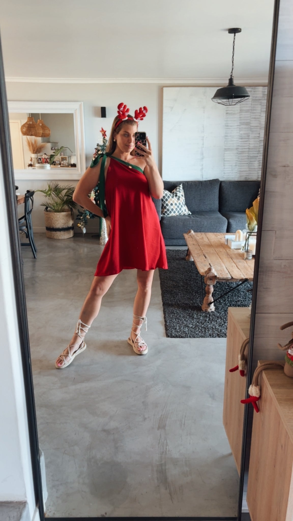 CHRISTMAS COLOURBLOCK DRESS- RED