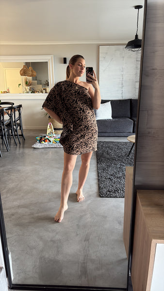 LEOPARD COLD SHOULDER DRESS