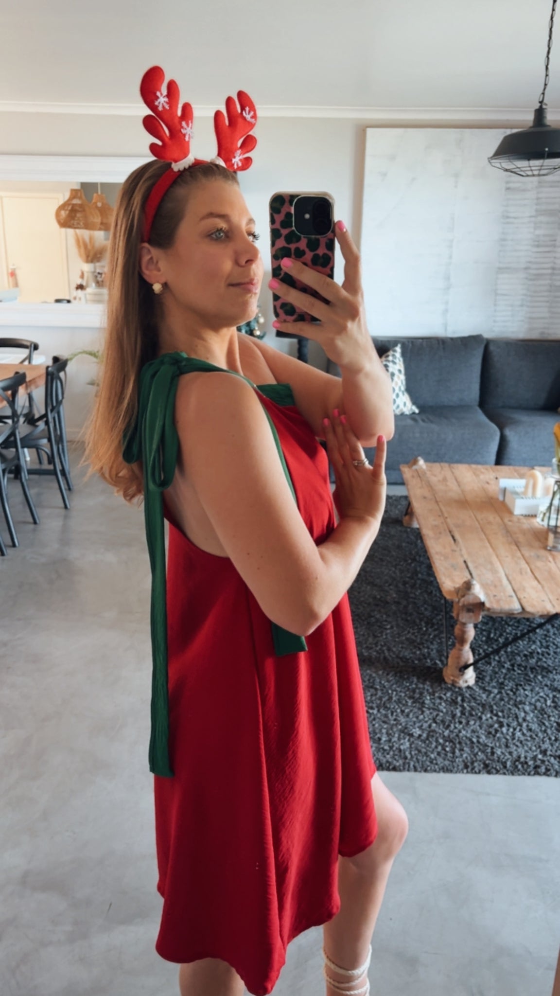 CHRISTMAS COLOURBLOCK DRESS- RED