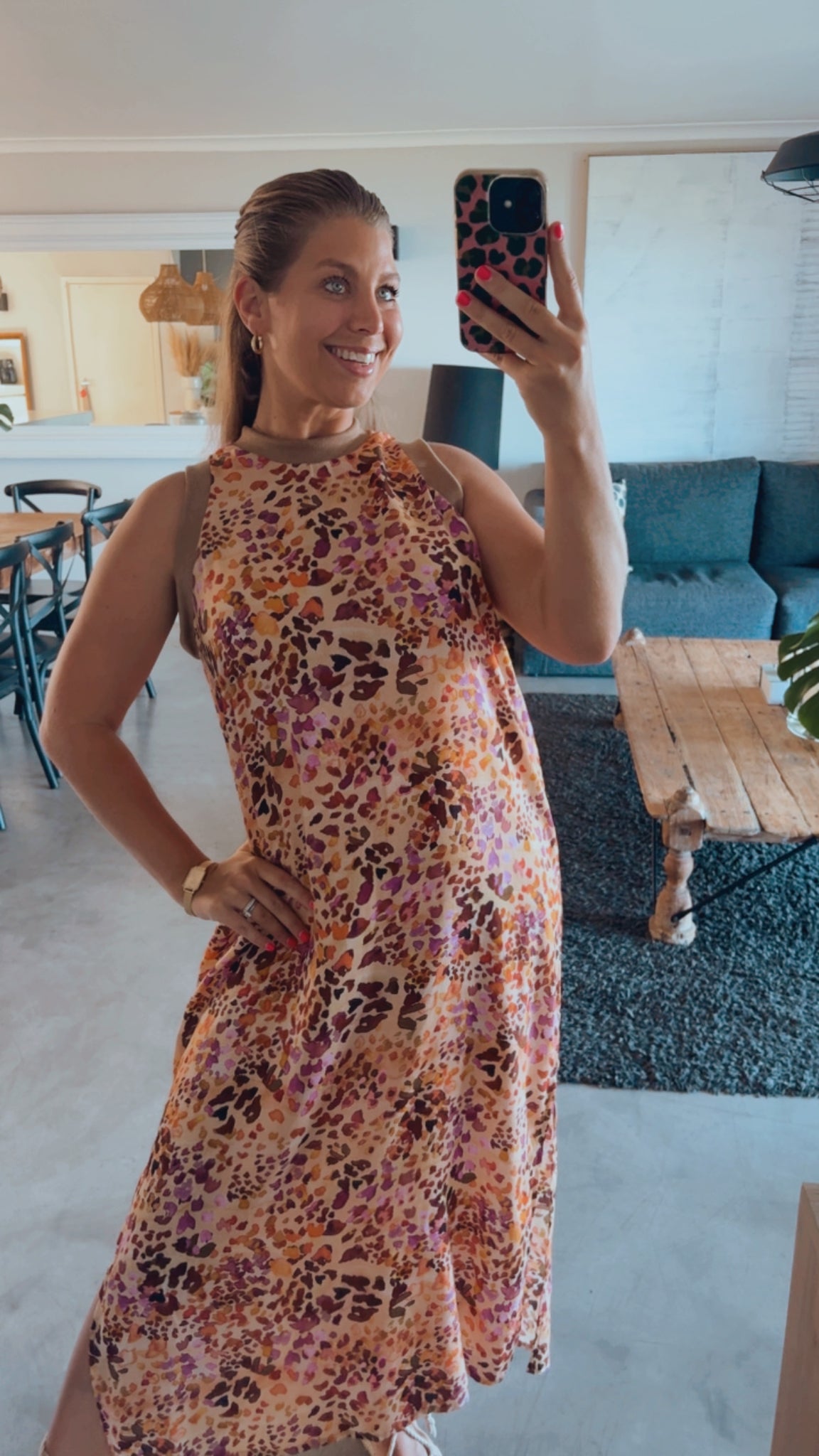 LEOPARD ROSE COLOURBLOCK DRESS